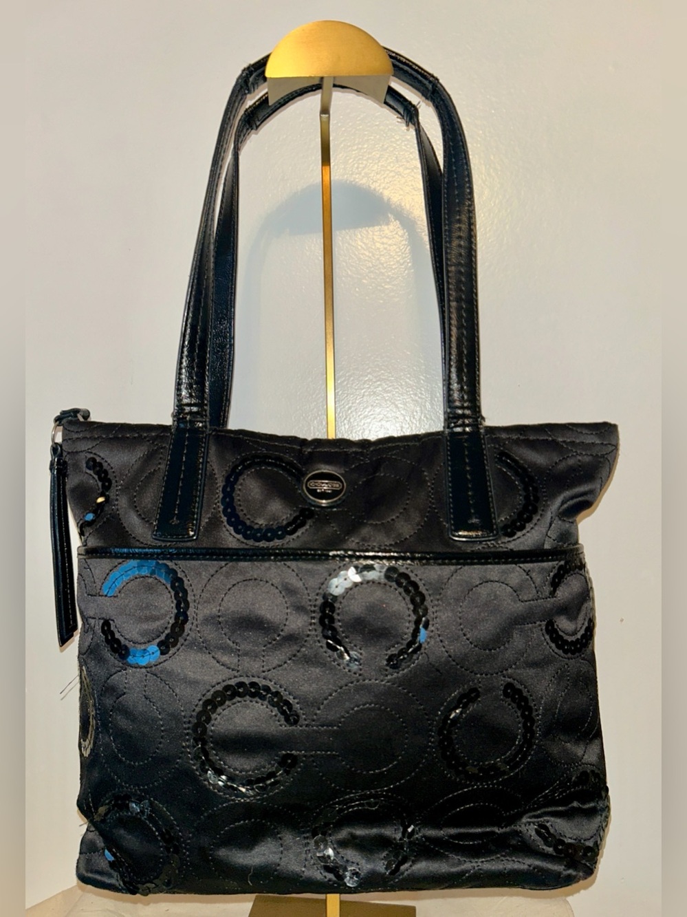 Coach Signature C Sequin Sateen/Canvas Medium Tote Bag
